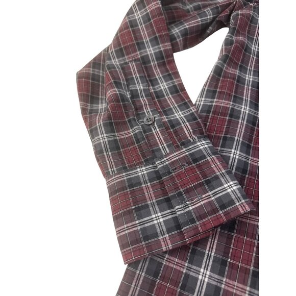 Vargo Mens Plaid Shirt Red Gray Flannel Button Up Casual Medium Western Travel - Picture 4 of 8